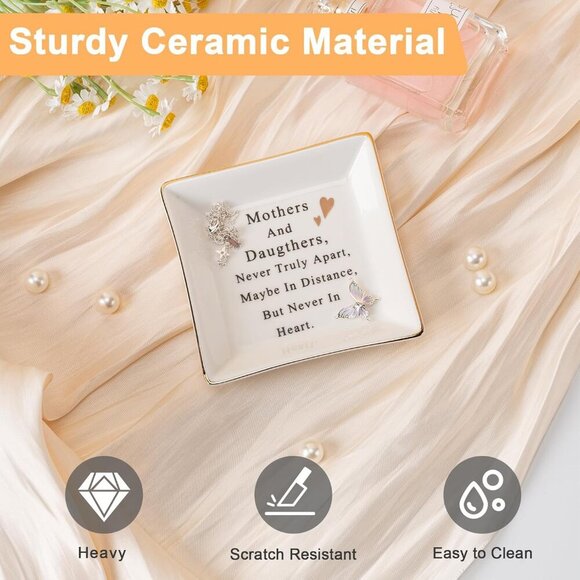 Ceramic Ring Dish Jewelry Tray for Small Trinket Tray Mom Sister Friends - Picture 5 of 8